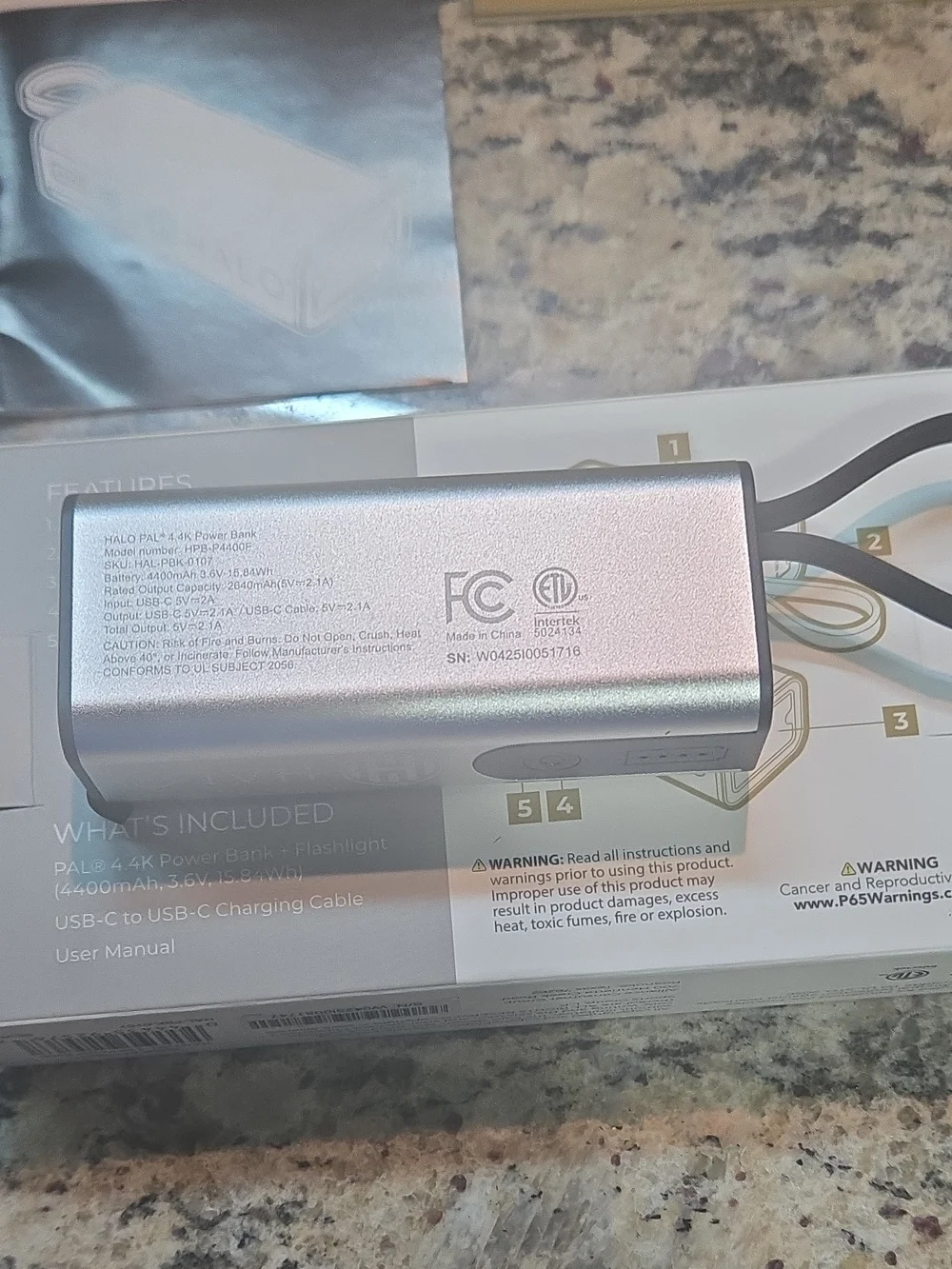 HALO PAL 4.4K Power Bank + Flashlight - Silver